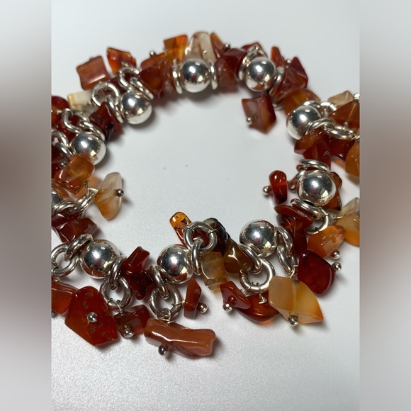 Silpada Very Rare Sterling Silver & Carnelian Bead ChaCha Stretch Bracelet - Picture 6 of 15